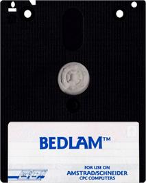 Cartridge artwork for Bedlam on the Amstrad CPC.