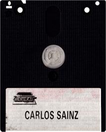 Cartridge artwork for Carlos Sainz on the Amstrad CPC.