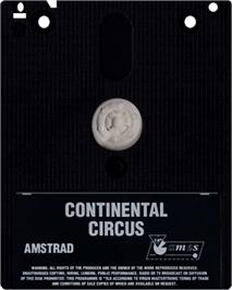 Cartridge artwork for Continental Circus on the Amstrad CPC.