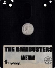 Cartridge artwork for Dambusters on the Amstrad CPC.