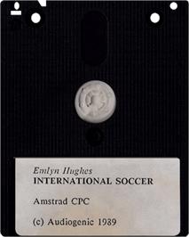 Cartridge artwork for Emlyn Hughes International Soccer on the Amstrad CPC.