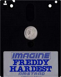 Cartridge artwork for Freddy Hardest on the Amstrad CPC.