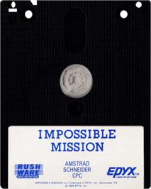 Cartridge artwork for Impossible Mission on the Amstrad CPC.