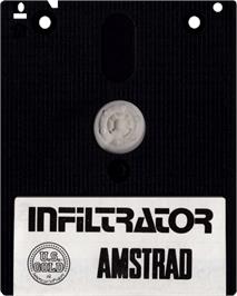 Cartridge artwork for Infiltrator on the Amstrad CPC.