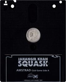 Cartridge artwork for Jahangir Khan's World Championship Squash on the Amstrad CPC.
