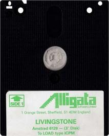 Cartridge artwork for Livingstone, I Presume on the Amstrad CPC.