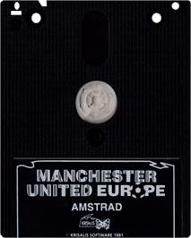 Cartridge artwork for Manchester United Europe on the Amstrad CPC.
