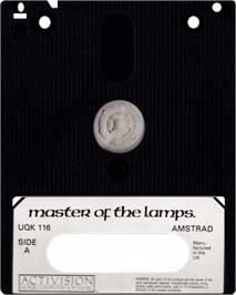 Cartridge artwork for Master of the Lamps on the Amstrad CPC.
