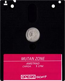 Cartridge artwork for Mutan Zone on the Amstrad CPC.