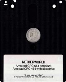 Cartridge artwork for Netherworld on the Amstrad CPC.