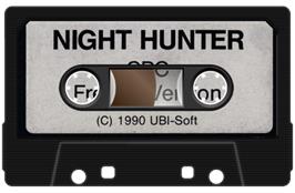 Cartridge artwork for Night Hunter on the Amstrad CPC.