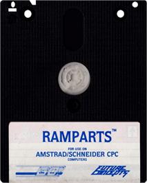 Cartridge artwork for Ramparts on the Amstrad CPC.