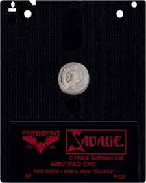 Cartridge artwork for Savage on the Amstrad CPC.