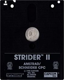 Cartridge artwork for Strider 2 on the Amstrad CPC.