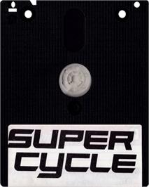Cartridge artwork for Super Cycle on the Amstrad CPC.