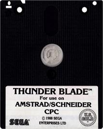 Cartridge artwork for Thunder Blade on the Amstrad CPC.