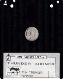Cartridge artwork for Thunder Burner on the Amstrad CPC.