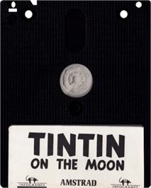 Cartridge artwork for Tintin on the Moon on the Amstrad CPC.