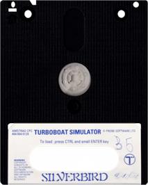 Cartridge artwork for Turbo Boat Simulator on the Amstrad CPC.