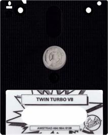 Cartridge artwork for Twin Turbo V8 on the Amstrad CPC.