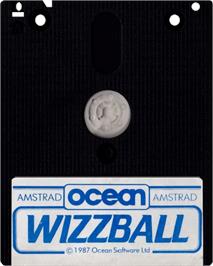 Cartridge artwork for Wizball on the Amstrad CPC.