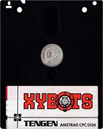 Cartridge artwork for Xybots on the Amstrad CPC.