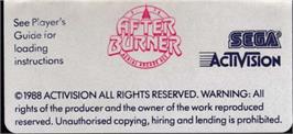 Top of cartridge artwork for After Burner on the Amstrad CPC.