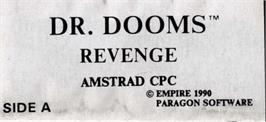 Top of cartridge artwork for Amazing Spider-man: Dr. Doom's Revenge on the Amstrad CPC.