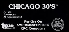 Top of cartridge artwork for Chicago 30's on the Amstrad CPC.