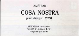 Top of cartridge artwork for Cosa Nostra on the Amstrad CPC.