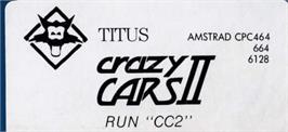 Top of cartridge artwork for Crazy Cars 2 on the Amstrad CPC.
