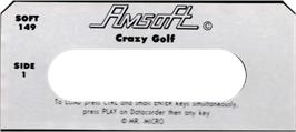 Top of cartridge artwork for Crazy Golf on the Amstrad CPC.