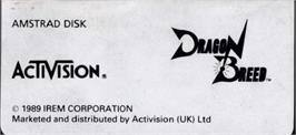 Top of cartridge artwork for Dragon Breed on the Amstrad CPC.