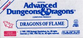 Top of cartridge artwork for Dragons of Flame on the Amstrad CPC.