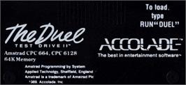 Top of cartridge artwork for Duel: Test Drive 2 on the Amstrad CPC.