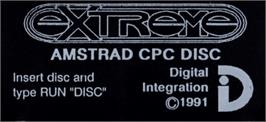 Top of cartridge artwork for Extreme on the Amstrad CPC.