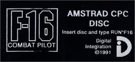 Top of cartridge artwork for F-16 Combat Pilot on the Amstrad CPC.