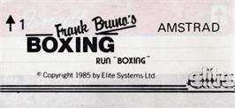 Top of cartridge artwork for Frank Bruno's Boxing on the Amstrad CPC.