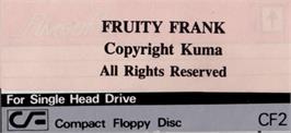 Top of cartridge artwork for Fruity Frank on the Amstrad CPC.