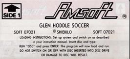Top of cartridge artwork for Glen Hoddle Soccer on the Amstrad CPC.