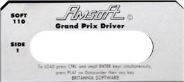 Top of cartridge artwork for Grand Prix Master on the Amstrad CPC.