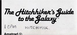 Top of cartridge artwork for Hitch Hiker's Guide to the Galaxy on the Amstrad CPC.
