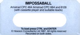 Top of cartridge artwork for Impossaball on the Amstrad CPC.