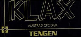 Top of cartridge artwork for Klax on the Amstrad CPC.