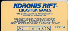 Top of cartridge artwork for Koronis Rift on the Amstrad CPC.