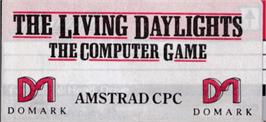 Top of cartridge artwork for Living Daylights on the Amstrad CPC.