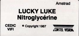 Top of cartridge artwork for Lucky Luke: Nitroglycerine on the Amstrad CPC.