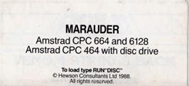 Top of cartridge artwork for Marauder on the Amstrad CPC.