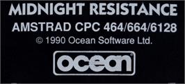 Top of cartridge artwork for Midnight Resistance on the Amstrad CPC.