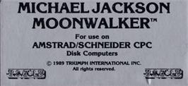 Top of cartridge artwork for Moonwalker on the Amstrad CPC.